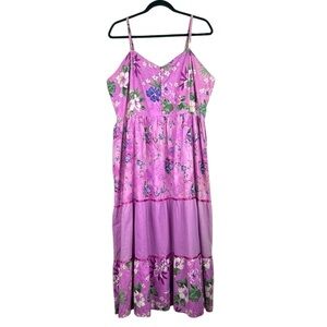 Cottagecore Lavender Floral Romantic Summer Spring Spaghetti Strap Maxi Dress 2X
